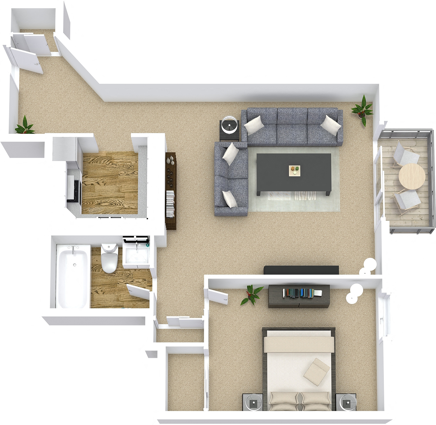A3 - Oak | 1 bed | 1 bath | 690 sq. ft.